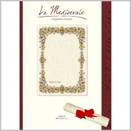 Diplomi in pergamena A4 Cornice  fiori 12fg
