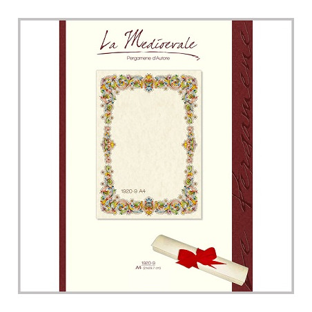 Diplomi in pergamena A4 Cornice  fiori 12fg