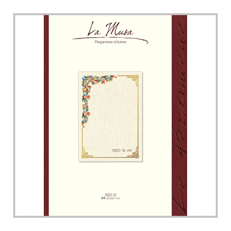 Diplomi in pergamena A4 Cornice angolo fiori 12fg