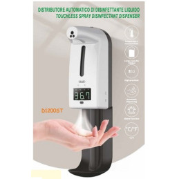 Distributore automatico di igienizzante 1,2lt con TERMOSCANNER a batteria o corrente,a parete o con treppiedi