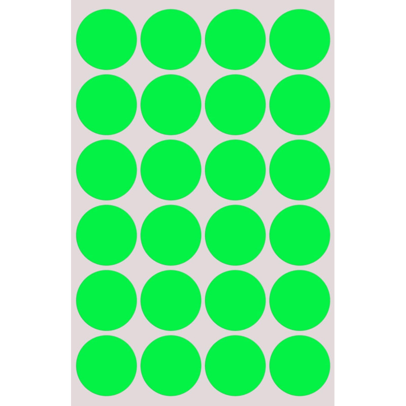 Etichette in busta BOLLINI ADESIVI verde fluo DM.14MM.