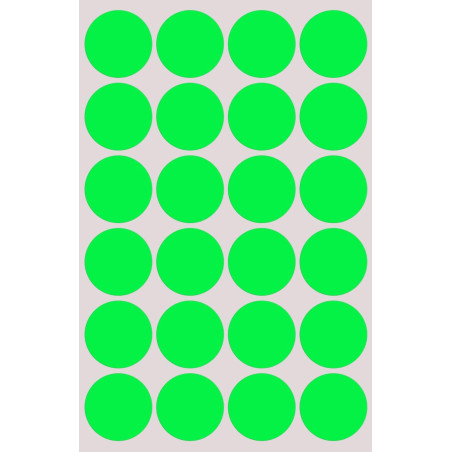 Etichette in busta BOLLINI ADESIVI verde fluo DM.14MM.