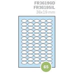 Etichette su A4 Argento 36x19 nuvola 10fg 65 etichette a foglio