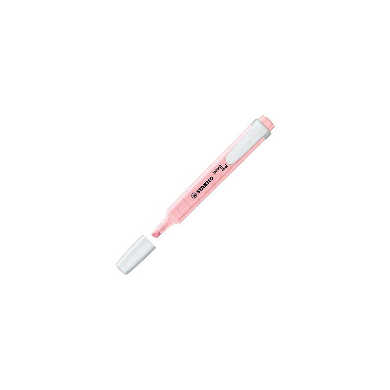 Evidenziatore a penna Stabilo Swing Cool con clip tecnologia anti dry-out col. pastello Rosa Antico