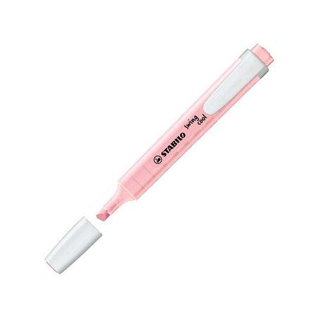 Evidenziatore a penna Stabilo Swing Cool con clip tecnologia anti dry-out col. pastello Rosa Antico