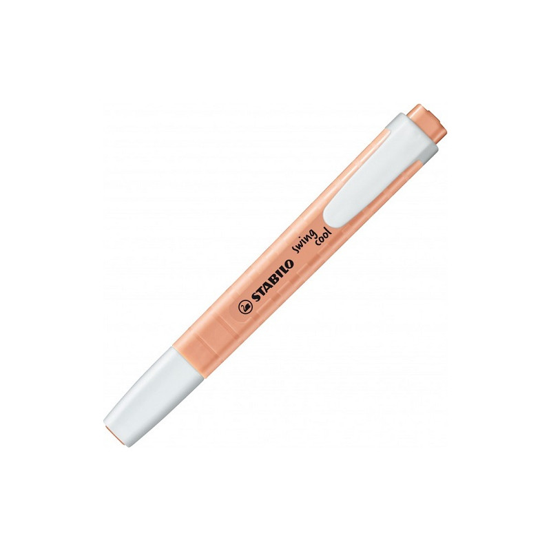 Evidenziatore a penna Stabilo Swing Cool con clip tecnologia anti dry-out col. pastello Rosa Pesca