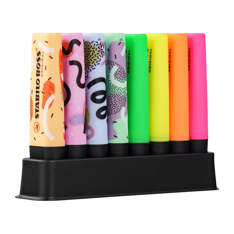 Evidenziatori DESK SET 8 pz Stabilo BOSS ORIGINAL FLUO + 4 BOSS ORIGINAL BY JU SCHNEE STABILO