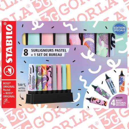 Evidenziatori DESK SET 8 pz Stabilo BOSS ORIGINAL pastel+ 4 BOSS ORIGINAL BY JU SCHNEE STABILO