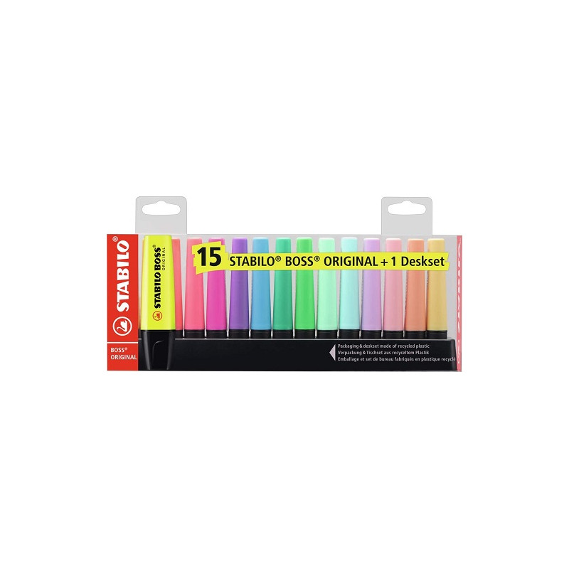 Evidenziatori Stabilo Boss 15 colori assortiti