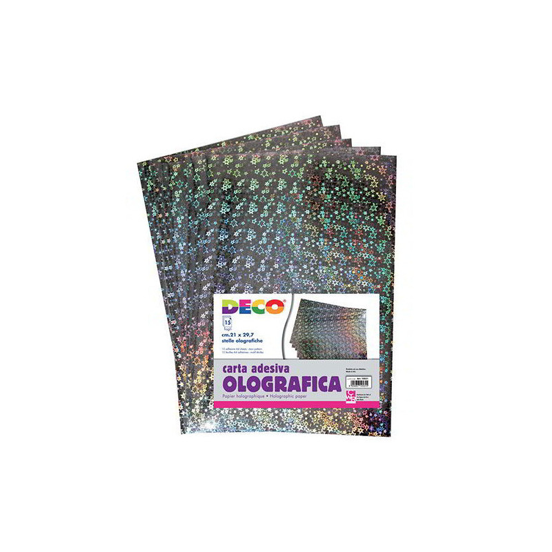Fogli di carta olografica adesiva A4 15pz