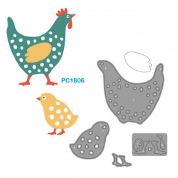 Fustella sottile composte gallina con pulcino x fustellatrice