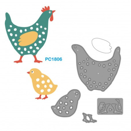 Fustella sottile composte gallina con pulcino x fustellatrice