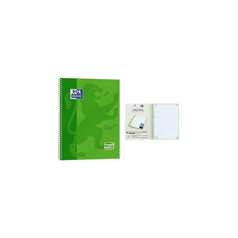 Maxi spiralato A4 Oxford Verde 5mm160fg 4 fori carta restistente inchiostro e applicazione per scansione