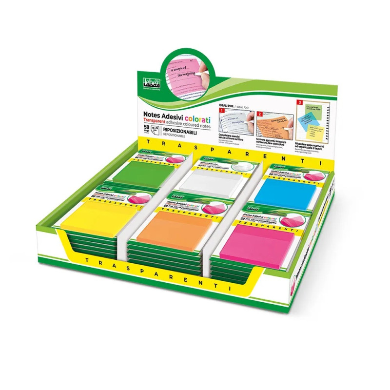 Memo in ppl trasparenti colorati