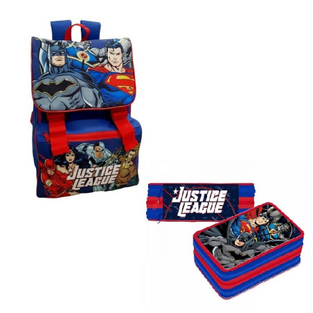 OFFERTA Kit Zaino + astuccio 3 zip avengers justice leaugue
