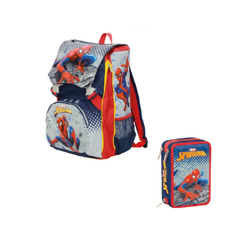 OFFERTA Kit Zaino + astuccio 3 zip Spiderman Seven