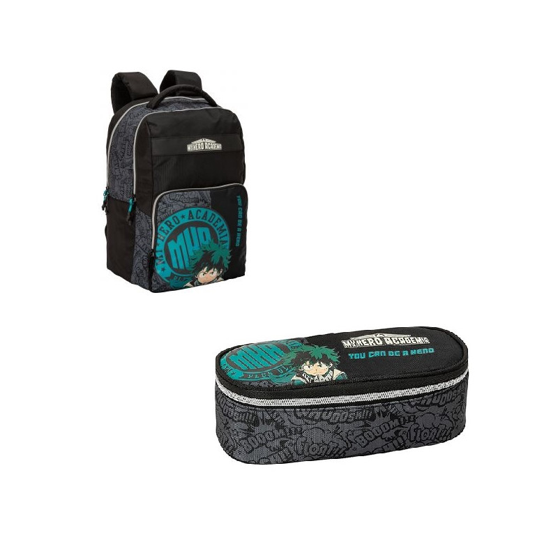 OFFERTA Kit Zaino + astuccio tombolino Anime My Hero Comix