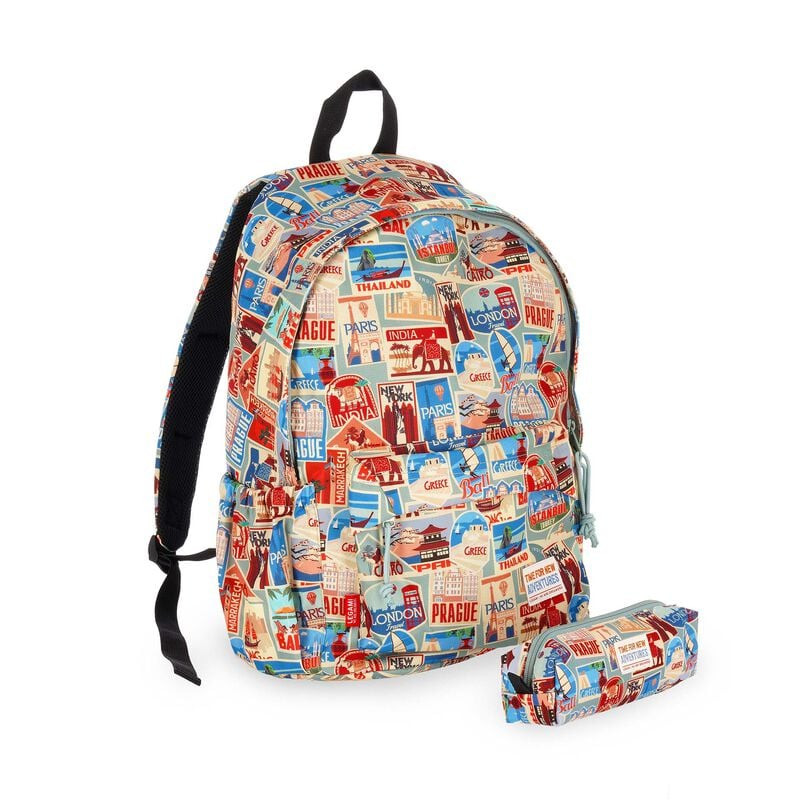 OFFERTA Kit Zaino e Astuccio Travel Stickers di Legami (45,90)