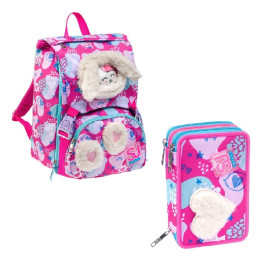 OFFERTA Zaino + astuccio 3 zip Seven Sj pinkfur girl
