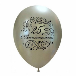 Palloncini 25° Anniversario argento 4pz