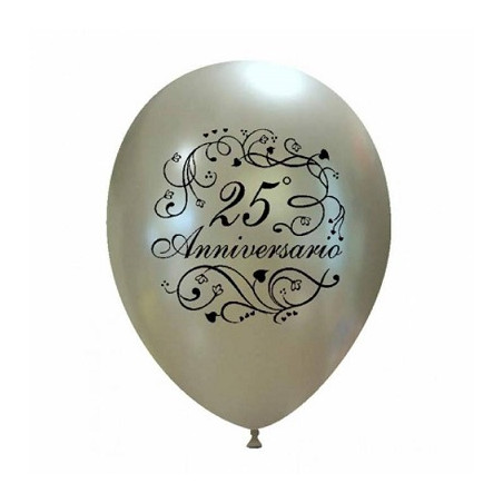 Palloncini 25° Anniversario argento 4pz