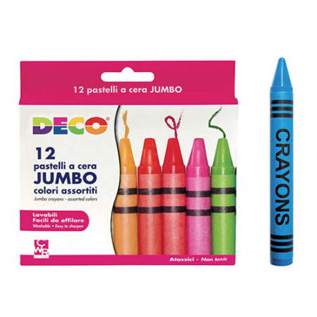 Pastelli a cera maxi jumbo CWR-DECO 12pz