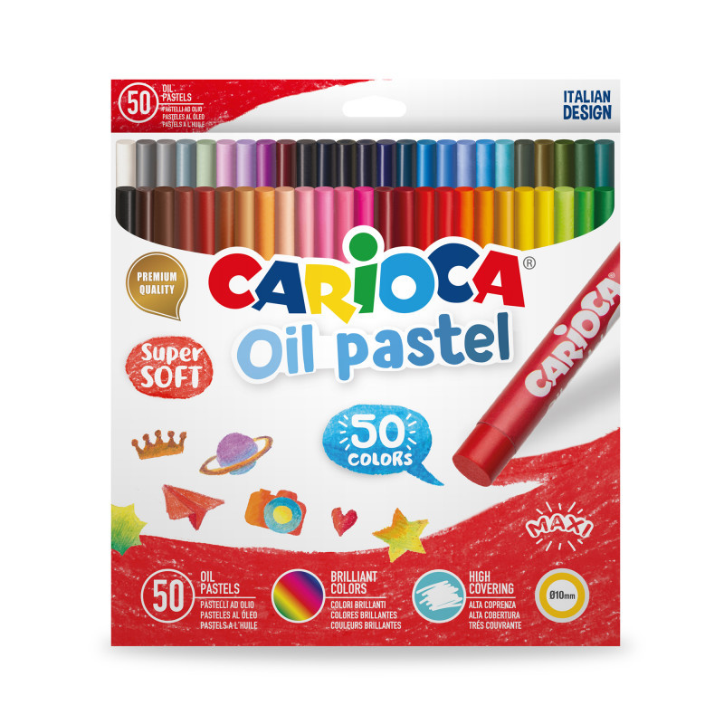 Pastelli ad olio maxi Carioca 50pz assortiti