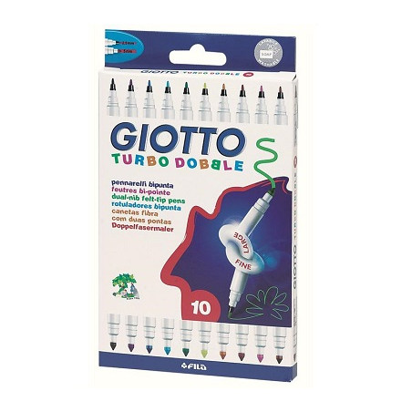 Pennarelli Giotto Turbo Double bipunta 10 colori assortiti
