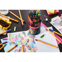 Penne Stabilo Point 88 FINELINER  BARATTOLO METALLO ARTY DA SCRIVANIA 45 COLORI STABILO