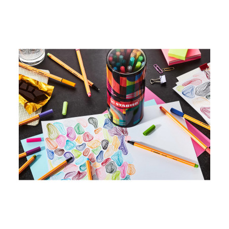 Penne Stabilo Point 88 FINELINER  BARATTOLO METALLO ARTY DA SCRIVANIA 45 COLORI STABILO