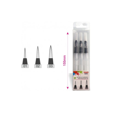 Pennelli brush con serbatoio 3pz punte diverse