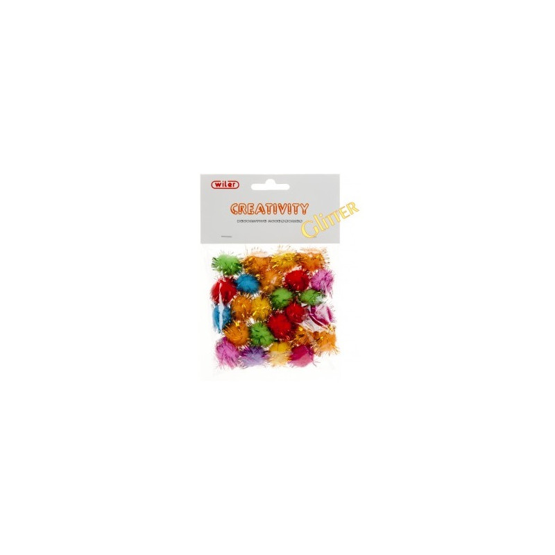 Pompons colori assortitiiglitter 20mm 25pz