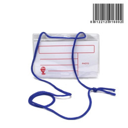 Porta badge orizzontale con cordoncino 112x80mm (in cf da 100pz)