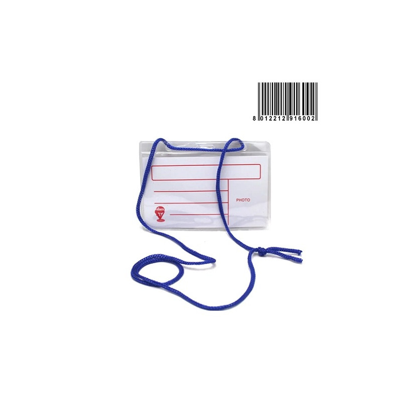 Porta badge orizzontale con cordoncino 112x80mm (in cf da 100pz)