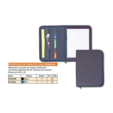 Porta blocco con zip BLU