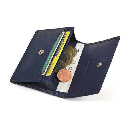 Porta tessere Saffiano in pelle blu