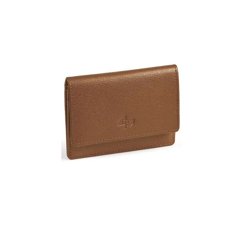Porta tessere Saffiano in pelle cognac