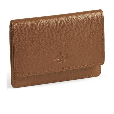 Porta tessere Saffiano in pelle cognac