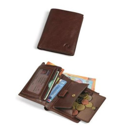 Portafoglio con portamonete in pelle