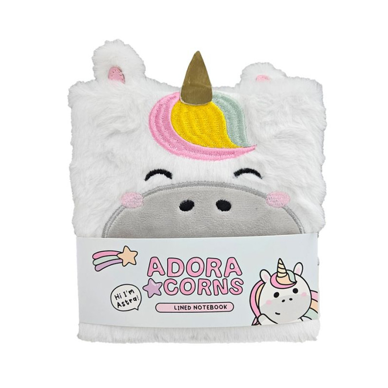 Quaderno con copertina peluche - unicorno