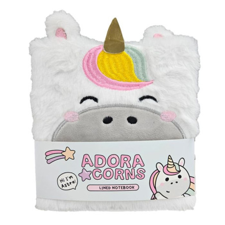 Quaderno con copertina peluche - unicorno