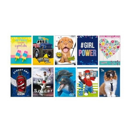 Quaderno standard fantasia 40fg / 80pg con frontespizio - rigo 10mm