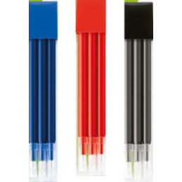 Refill tipo Frixion nero 3 pz. cancellabile ricaricabile-con inchiostro gel termosensibile