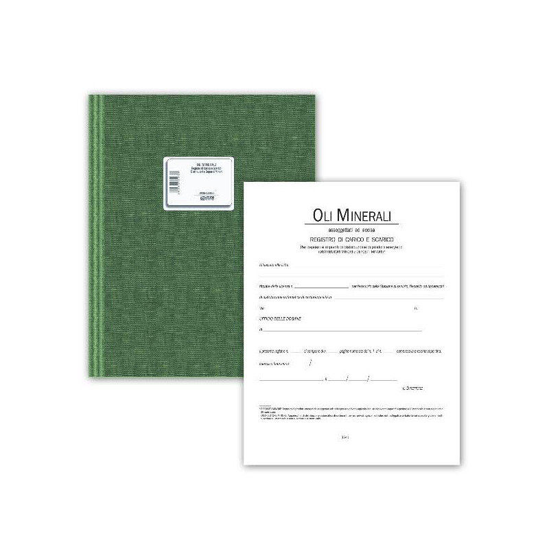 Registro carico-scarico oli minerali assoggettati ad accisa per Distributori e Depositi minori, 48 pagg. numerate