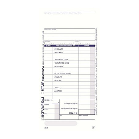 Ricevuta Fiscale / Fatture Centri Estetici 50x2 copie