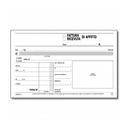 Ricevute di affitto A6 2 copie (offerta)