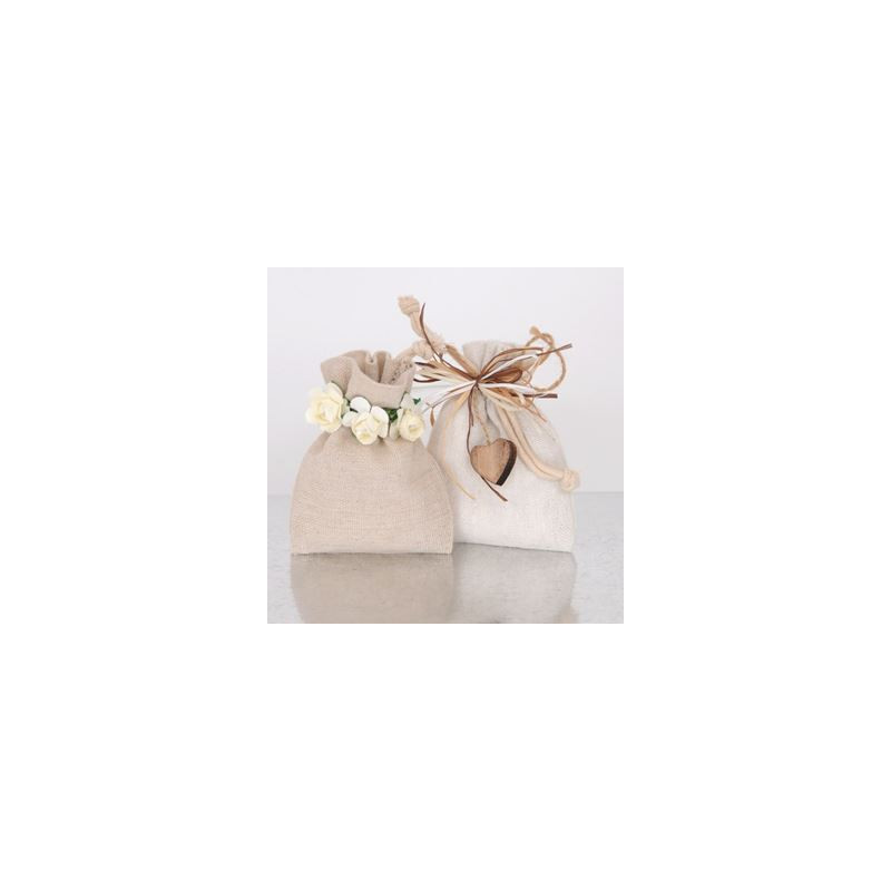 Sacchetti da confetti bomboniere avorio 10x15cm 4pz