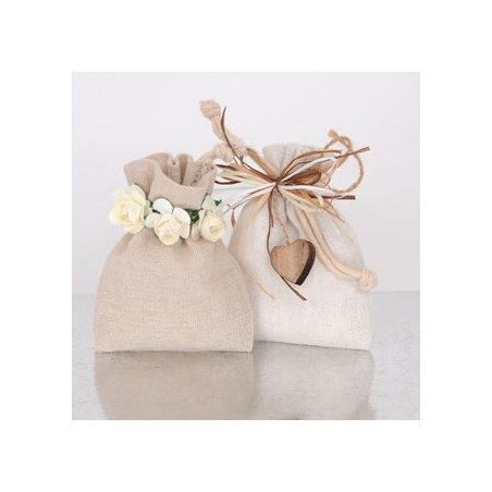 Sacchetti da confetti bomboniere avorio 10x15cm 4pz