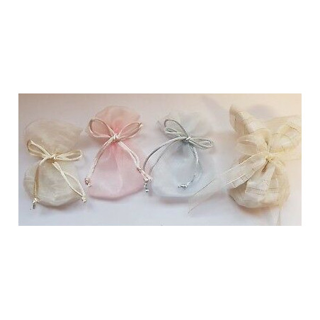 Sacchetti da confetti bomboniere velo avorio 19x12cm 6pz