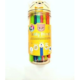 SET DI 24 MATITE/ pastelli COLORATE CON TEMPERINO - TEDDY FRIENDS DI LEGAMI - ORSETTO